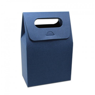 Colorful Kraft Paper Packaging with Handle for Wedding Party Candy Crafts Boxes Blue Shipping Box