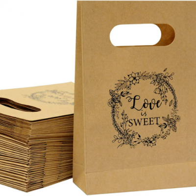 Brown Craft Paper Bag with Handled Friday Night Craft Treat Bags for Wedding Party Business