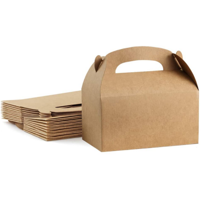 Brown Kraft Paper Gable Gift Boxes - Goodies Favor Box for Kids' Birthday Party, Wedding, Baby Shower