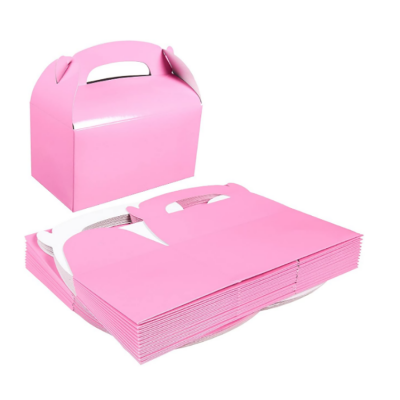 folding pink birthday party shower Loot Gift packaging gable boxes for goodie/wedding