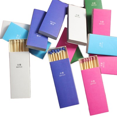 OEM matches factory fire match custom logo printing small long black blue pink green purple tip bulk