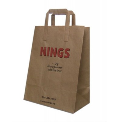 LKPB235  wholesale brown kraft paper bag with flat paper handle