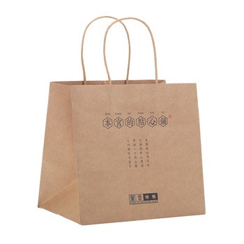 Die cut logo printed brown craft paper bag with window paper package bag